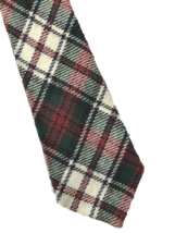 Vintage Stewart Tartan Necktie Tie White Green Red Plaid Preppy 60s 70s ... - £29.29 GBP