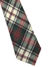 Vintage Stewart Tartan Necktie Tie White Green Red Plaid Preppy 60s 70s ... - £29.84 GBP