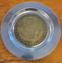 Vtg Wilton Armetale Great Seal United States America Pewter/Brass Charger Plate - $38.61