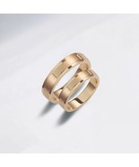 4.5mm Wedding Band Set-Matte Gold Rings-Minimalist Bands-Wedding Band Pair - $829.00+