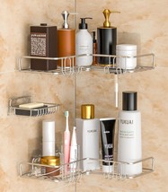 3 Piece Corner Shower Caddy Shelf, No Drilling Traceless Adhesive Rust Proof - £13.77 GBP