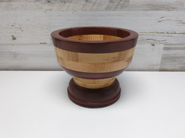 Mixed Wood Segmented Hand Crafted &amp; Turned Bowl Multi Color 6.5 x 7.5&quot; - £69.43 GBP
