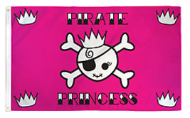 PINK PIRATE PRINCESS 3 X 5 FLAG #813 crown woman pirates tapestry wall new - $180.65 MXN