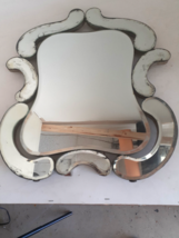 Rare 1950s Art Deco Murano Beveled Glass Mirror, Free Standing, 20&quot;t - $129.62