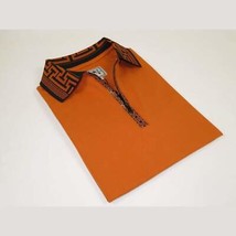Men Sports Shirt DE-NIKO Short Sleeves Cotton Zipper Polo Shirt DBK104 Rust image 2