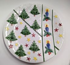 Christmas Platter Serving Plate San Marco Nove Hand Painted Italian Pottery RARE - £31.38 GBP