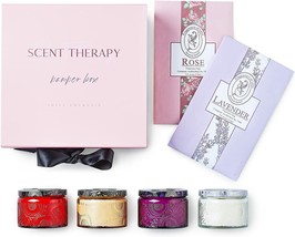 6 Pc Set SCENT THERAPY Scented Candles 4 Scented Candles &amp; 2 Scented Sac... - $30.83