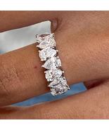 Pear Cut Moissanite Wedding Band 925 Silver Half Eternity Wedding Stacki... - $382.00