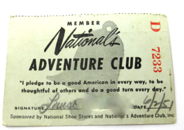 Nationals Adventure Club Card Shoe Store Vintage Long Island NY US Seller - $12.86