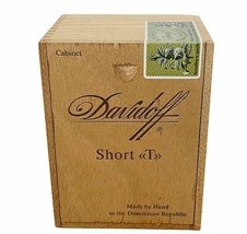 Cigar Box vtg smoking advertising case box Davidoff Short T cabinet wood Geneva - £23.70 GBP