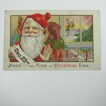 Christmas Postcard Elf Whispers Santa Toys Window Church Embossed Antique 1923 - £15.72 GBP
