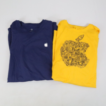 Lot Apple Store Employee Uniform T-Shirt S Logo Blue Yellow Short Sleeve Cotton - $33.20