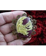 (CL1-9) WOMAN CHERUB burgundy white CAMEO leaf brass pin Pendant Jewelry... - $519.61 MXN