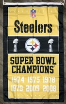 Pittsburgh Steelers Super Bowl Championship Flag 90cmx150cm - $20.00