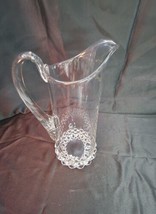 Vintage EAPG Heavy Clear Glass Water Pitcher 11&quot; Tall - £36.21 GBP