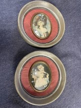 Vintage Pair Cameo Creations Victorian Portraits Aluminum Framed Wall Decor - £19.78 GBP