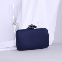 Rhinestone Metal Flower Women&#39;s Bag Elegant Suede Luxury Designer Handbag Banque - £40.32 GBP