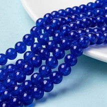 Bead Lot 5 strand round crackle glass Blue 8mm Spray Painted  Beads Stra... - $6.64