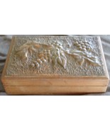 Antique Wooden Playing Card Box – Stamped Copper Top Decorative Piece – VGC - $555.34 MXN