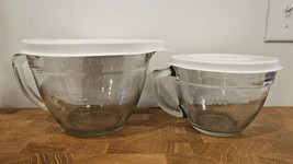 The Pampered Chef Glass Batter Measuring Bowls w/Lids Spout 1 &amp; 2 Qt 4 &amp; 8 Cups - £36.17 GBP