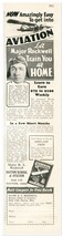 Print Ad Major Rockwell Dayton School of Aviation 1931 1/3-Page Advertis... - $9.70