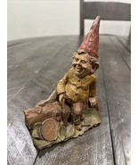 Tom Clark Gnome- Now- 1980’s Rare Vtg Cain Studio Sitting On Log Red Hat - £15.67 GBP