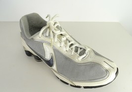 Mens Nike Shox Mesh Athletic Shoe Silver and White with Black Logo, size 9.5 US - £36.98 GBP