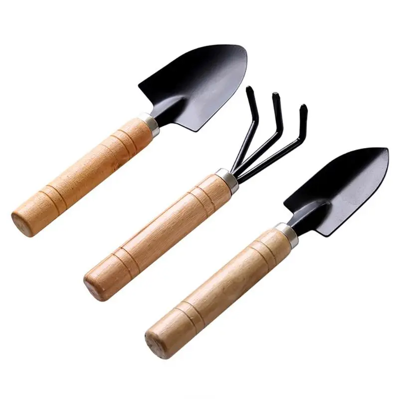 3pcs Mini Garden Shovel Rake Spade Erientas Bonsai Tools Set en Handle For Flowe - £131.17 GBP