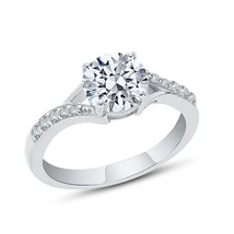 2.5CT Round Cut CZ Solitaire Spilt Shank Engagement Ring 14k White Gold Over - £52.09 GBP