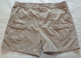 Roundtree &amp; Yorke Size 52 Waist WASHED UTILITY CARGO Khaki New Mens Shorts - $58.41