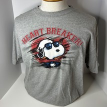 VINTAGE Snoopy T Shirt Mens XL Gray Heart Breaker Classic Cartoon Retro Y2K - £19.84 GBP