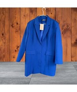 Missguided Women&#39;s Blazer Oversized Button Front Blue Sz 10 Pockets Prof... - £16.47 GBP