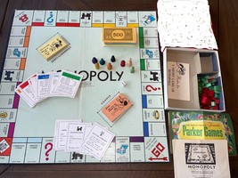 Monopoly Popular Edition Vintage 1950s with Board Wooden Pieces Box - £39.56 GBP