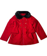Girls Jessica Simpson Red Faux Wool Pea Coat Black Faux Fur Collar Winte... - $33.83 CAD