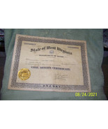 vintage paper certificate  {coal miners certificate-west virginia} - £9.38 GBP