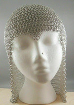 Aluminum Hood Chainmail Coif Chain mail Medieval Reenacment Armor Costume GIFT - £39.00 GBP