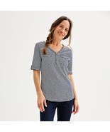 Women&#39;s Croft &amp; Barrow® Elbow Sleeve Utility Henley Top, Size: Medium, Blue - $311.56 MXN