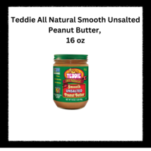 Teddie All Natural Smooth Unsalted Peanut Butter,16 oz, Pack Of 6 @Fast Shipping - £19.09 GBP