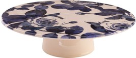 10.5&quot;D BLUE MULTI FLOWER DESIGN FOOTED CAKE STAND - $40.54