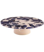 10.5&quot;D BLUE MULTI FLOWER DESIGN FOOTED CAKE STAND - £32.28 GBP