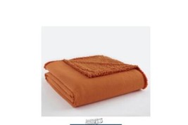 Shavel Micro Flannel Sherpa Blanket Orange Spice Full/Queen 60&quot;x80&quot; - £49.35 GBP