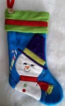 Christmas Stocking Snowman Candy Cane Snow Man Lined Applique NEW - $17.41