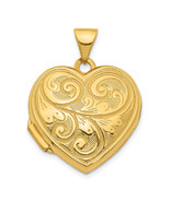 14ky 19mm Scroll Design Reversible Heart Locket Pendant XL743 - $314.27