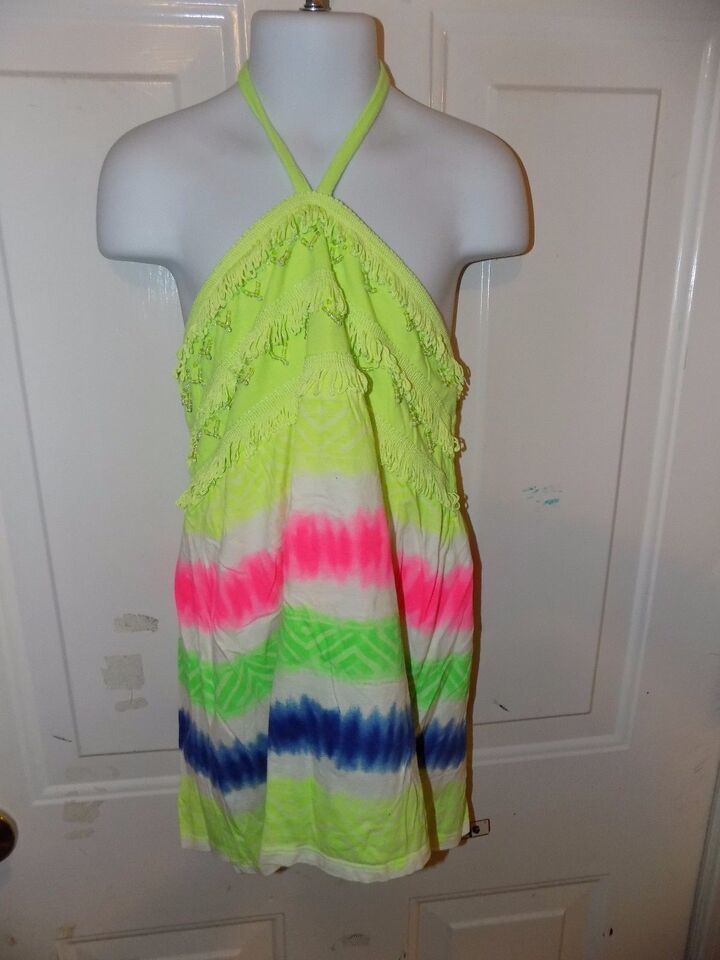 Justice Striped Beaded Halter Top Size 14 Girl's EUC - £12.05 GBP