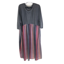 Bloomchic Dress Maxi Striped Knit Stretch 3/4 Sleeve Purple Gray 22-24 - £19.21 GBP