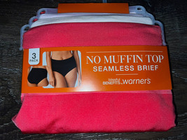 Warners ~ Womens Brief Underwear Panties Nylon Blend 3-Pair Seamless (C) ~ M/6 - $22.02