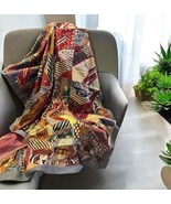 Vintage SILK Wool Mix PATCHWORK CRAZY QUILT 58”x72” Gorgeous Retro MCM - $264.48
