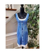 Women Blue Polyester Scoop Neck Sleeveless Casual Knee Length Dress Size... - $490.33 MXN