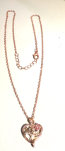 Mom Heart with Pink Crystal Flower 20&quot; Necklace - $4.95