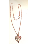 Mom Heart with Pink Crystal Flower 20&quot; Necklace - $90.93 MXN